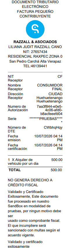 Ticket térmico de la factura