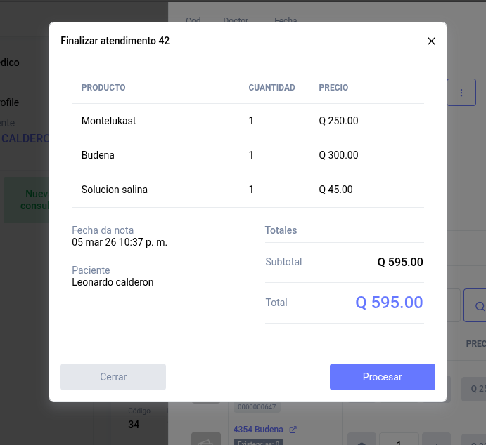 Cobro de la consulta
