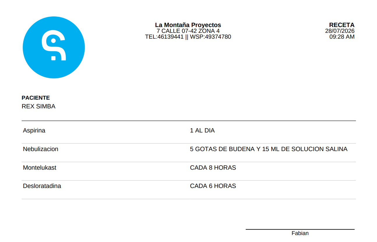 Receta lista para imprimir