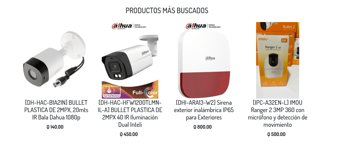Secciones de productos en la portada